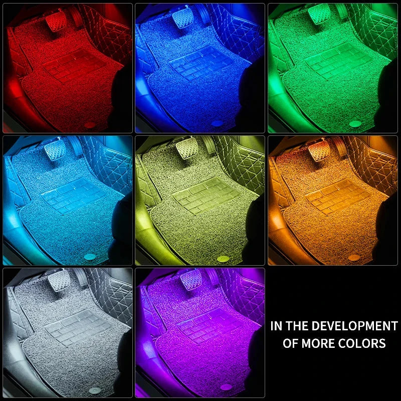 Neon LED Car Interior Ambient Light Kit – RGB Foot Strip Lighting with APP & Remote Control, Music Sync Car Decor Lamp